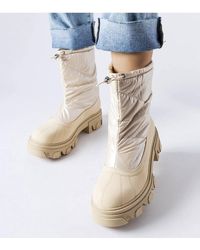 Love Lace - Suede Cuff Winter Snow Boots Slip On Flat Heel Round Toe - Lyst
