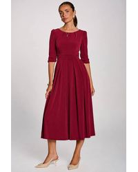 Jolie Moi - 3/4 Sleeve Pleated Jersey Maxi Dress - Lyst