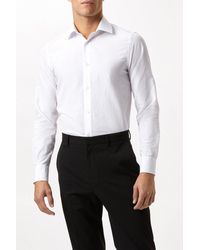 Burton - White Long Sleeve Slim Fit Tonal Spot Collar Shirt - Lyst