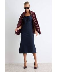 WOVCOR - Square Neck Sleeveless Bodycon Midi Dress - Lyst