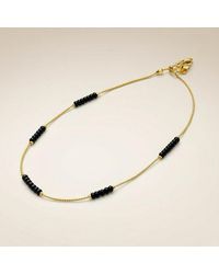 The Colourful Aura - Golden Brass Pearl Minimalist Thin Slim Foot Payal Anklet - Lyst
