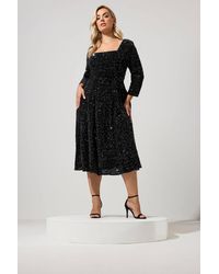 Yours - Sequin Velvet Skater Dress - Lyst