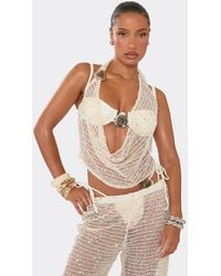 EGO - Sleeveless Cowl Neck Sequin Top - Lyst