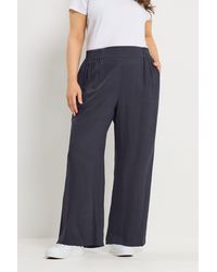 Yours - Linen Pull On Wide Leg Trousers - Lyst
