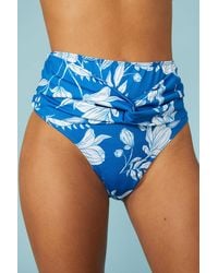 Mantaray - Tile Print Tie Front High Waist Bikini Pant - Lyst