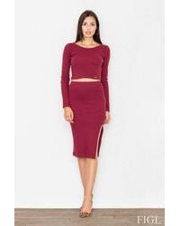 Love Lace - Long Sleeve Cotton Knit Top & Pencil Skirt Set - Lyst