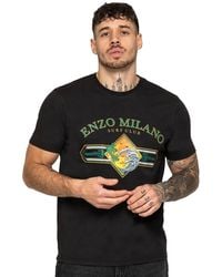 Enzo - Crew Neck Surf Club Print T-Shirt - Lyst