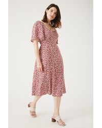 MAINE - Red Ditsy Tie Front Midi Dress - Lyst
