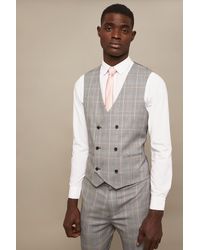 Burton - Slim Fit Grey Highlight Check Suit Waistcoat - Lyst
