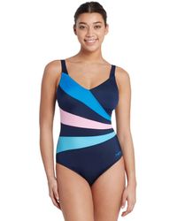 Zoggs - Wrap Panel Classicback Swimsuit - Navy/blue/pink - Lyst