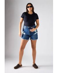 Shnoo - Distressed High-Waisted Denim Shorts - Lyst