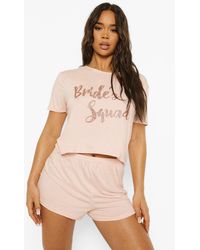 Boohoo - Brides Squad T-shirt And Short Set - Lyst