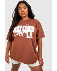 Boohoo - Plus West Coast Varsity Oversized T-shirt - Lyst