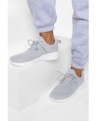 Boohoo - Tab Detail Knitted Sports Trainer - Lyst