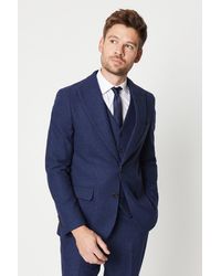 Burton - Slim Fit Navy Tweed Suit Jacket - Lyst