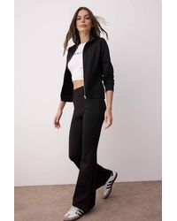 WOVCOR - 2-Piece Knit Raglan Sleeve Zip-Through Top & Flared Trousers Set - Lyst