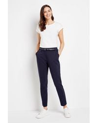 Wallis - Navy Belted Cigarette Trousers - Lyst
