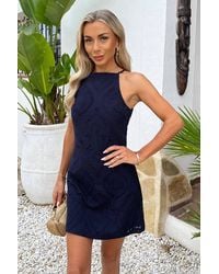 AX Paris - Broderie Racer Neck Slip Mini Dress - Lyst