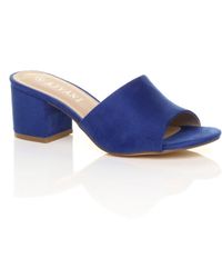AJVANI - Mid Block Heel Peep Toe Mules Sandals - Lyst