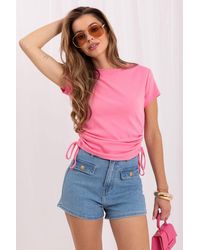 Love Lace - Ribbed Short Sleeve Plain T-Shirt With Ties - Lyst