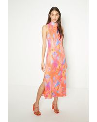 Oasis - Sequin Floral Halter Neck Midi Dress - Lyst