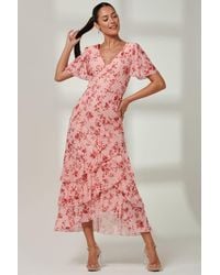 Jolie Moi - Daleysa Frill Hem Mesh Maxi Dress - Lyst