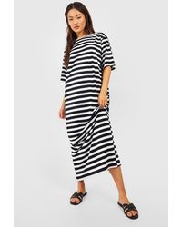 Boohoo - Oversized Striped T-shirt Maxi Dress - Lyst