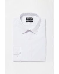 DEBENHAMS - White Easy Iron Long Sleeve Slim Fit Shirt - Lyst