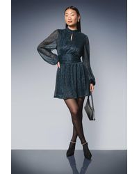 Dorothy Perkins - Petite Dp Luxe Sparkle Plisse Jersey High Neck Mini Dress - Lyst