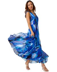 Roman - Sleeveless Abstract Print Maxi Dress - Lyst