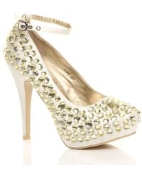 AJVANI - High Heel Ankle Strap Gem Court Shoes - Lyst
