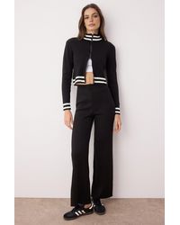 WOVCOR - 2-Piece Set Zip-Up Knit Cardigan & Wide Leg Pants - Lyst