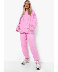 Boohoo - Pink Overdyed Hooded Tracksuit - Lyst