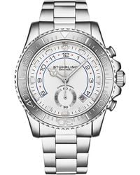 Stuhrling - Brigadier Quartz Chronograph 42Mm Diver Watch With Stainless Steel Link Bracelet - Lyst