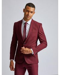 Burton - Burgundy Stretch Skinny Fit Suit Jacket - Lyst