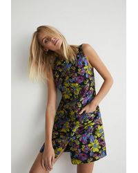 Warehouse - Floral Jacquard Button Through Shift Dress - Lyst