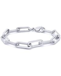 Jewelco London - Steel Elongated Oval Paperclip Form Chain Bracelet 7Mm 8" 20Cm - Lyst