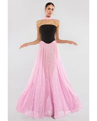 Goddiva - Gathered A Line Glitter Chiffon Maxi Skirt - Lyst