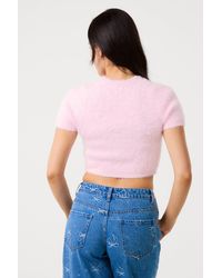 Pink Vanilla - Short Sleeve Fluffy Knit Jumper - Lyst