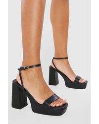 Boohoo - Wide Width Square Toe Barely There Platform Heel - Lyst