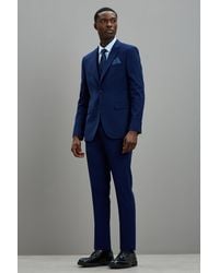 Burton - Skinny Fit Navy Textured Suit Jacket - Lyst