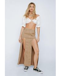 Nasty Gal - Contrast Stitch Cut Out Detail Maxi Skirt - Lyst