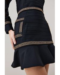 Karen Millen - Chain Detail Bandage Knit Mini Skirt - Lyst