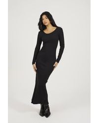 Brave Soul - Scoop Back Ribbed Long Sleeve Maxi Dress - Lyst