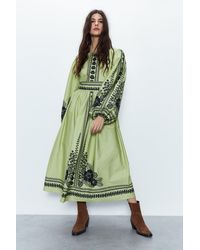 Warehouse - Floral Print Long Sleeve Smock Dress - Lyst