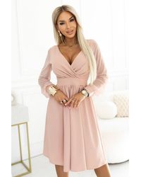 Love Lace - Tulle V-Neck Long Sleeve Fit & Flare Dress - Lyst
