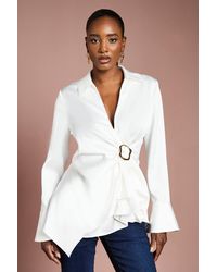 Coast - Drape Detail Cuffed Satin Shirt - Lyst