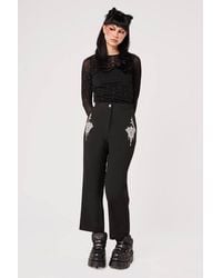 Hell Bunny - Elizabeth Cropped Straight Leg Trousers With Embroidery - Lyst