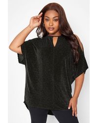 Yours - Glitter Cold Shoulder Cape Top - Lyst