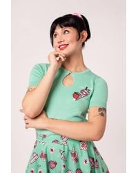 Hell Bunny - Sugar Rush Fitted Knit Top With Strawberry & Ice Cream Embroidery - Lyst